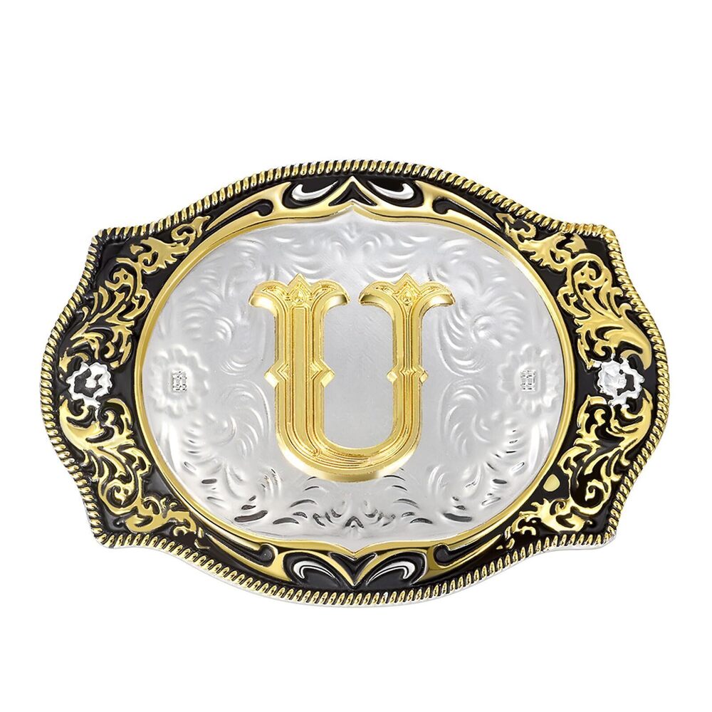 6121 Belt Buckle │Western Initial Letters AU to Z Christmas Halloween Small